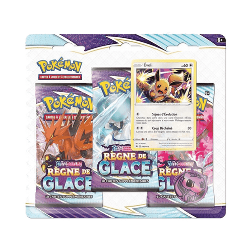 Tripack - 3 Boosters EB06 [Règne de Glace] POKEMON FR - Illustration Évoli - PokéSquad